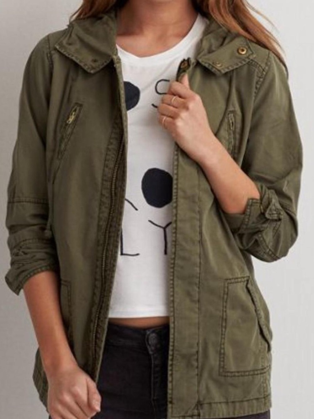 American Eagle Outfitters Olive Utility Jacket - Women